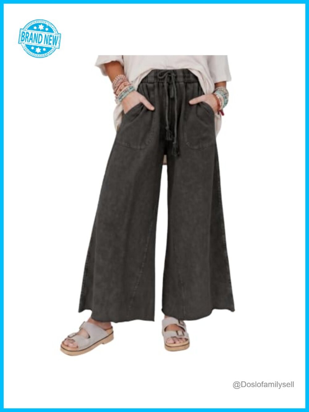 Wide Leg Sweatpants Baggy Palazzo Pants Washed Lounge